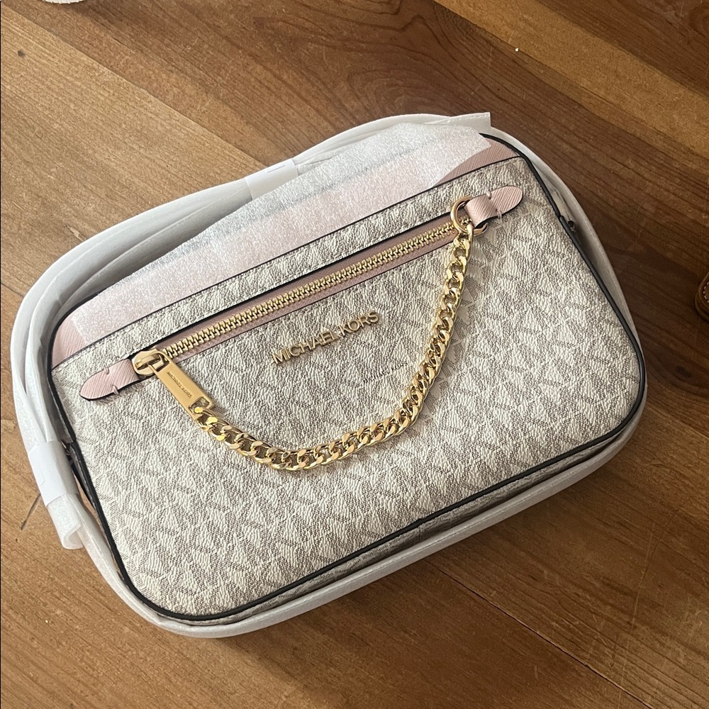 Michael Kors Beige and Gold Crossbody Bag